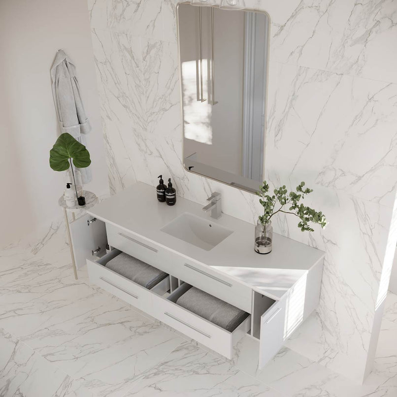 Lucera 60" Wall Mounted Single Basin Vanity Set with Cabinet and Quartz Vanity Top - image 20