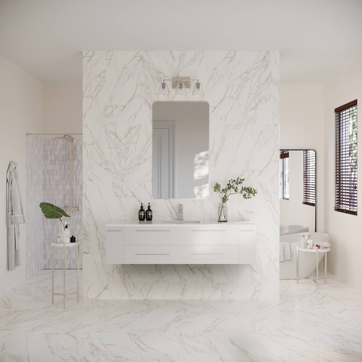 Lucera 60" Wall Mounted Single Basin Vanity Set with Cabinet and Quartz Vanity Top - image 22