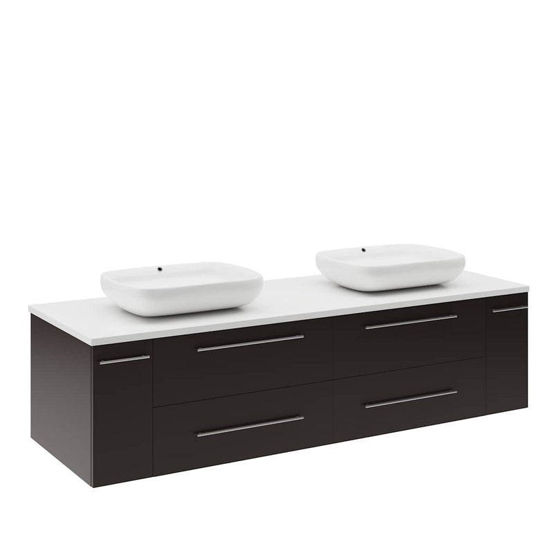 Lucera 60" Wall Mounted Double Basin Vanity Set with Cabinet and Quartz Vanity Top - image 2