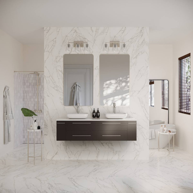 Lucera 60" Wall Mounted Double Basin Vanity Set with Cabinet and Quartz Vanity Top - image 5