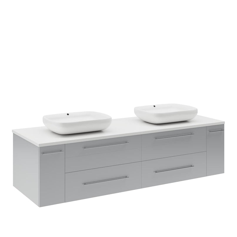 Lucera 60" Wall Mounted Double Basin Vanity Set with Cabinet and Quartz Vanity Top - image 8