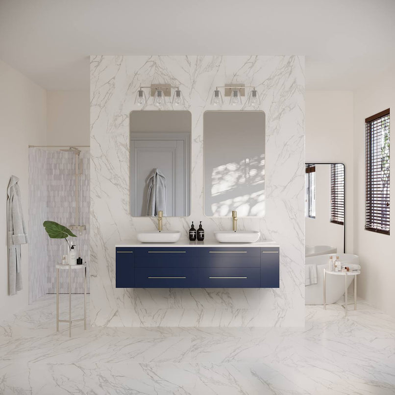 Lucera 60" Wall Mounted Double Basin Vanity Set with Cabinet and Quartz Vanity Top - image 17