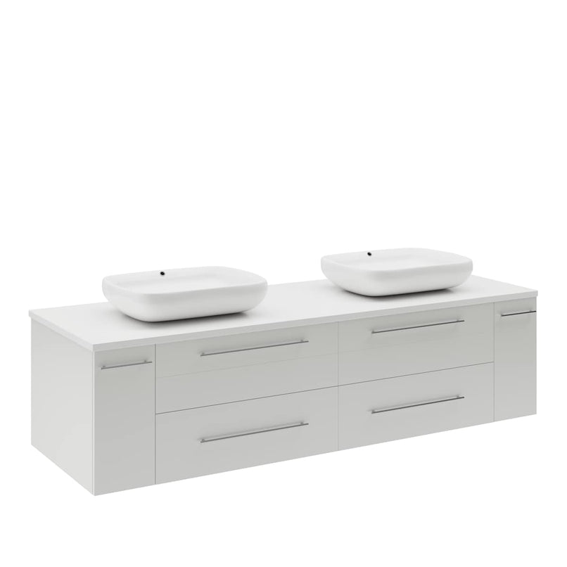 Lucera 60" Wall Mounted Double Basin Vanity Set with Cabinet and Quartz Vanity Top - image 20