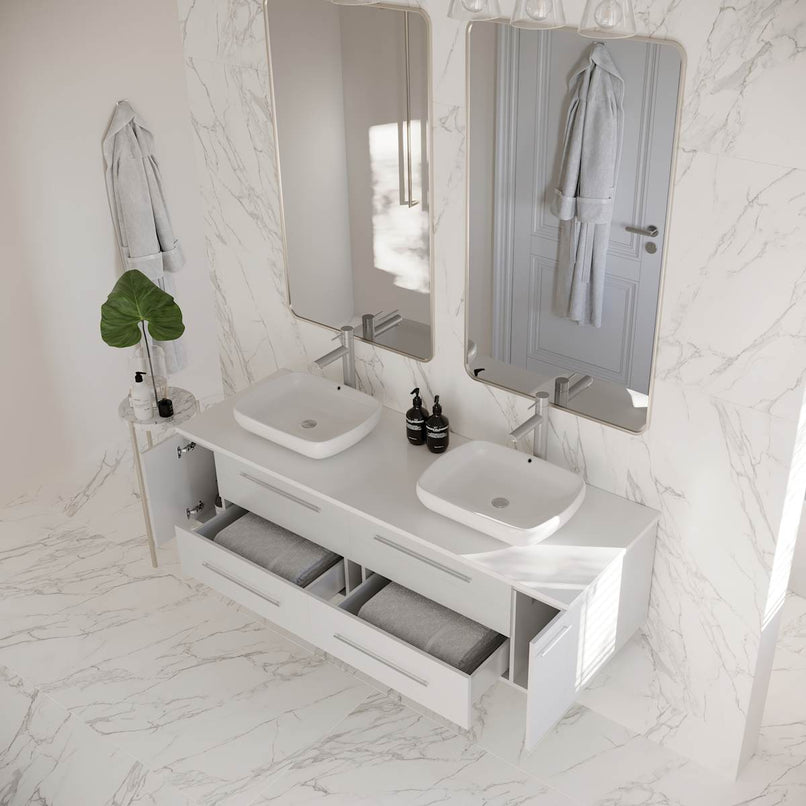 Lucera 60" Wall Mounted Double Basin Vanity Set with Cabinet and Quartz Vanity Top - image 21