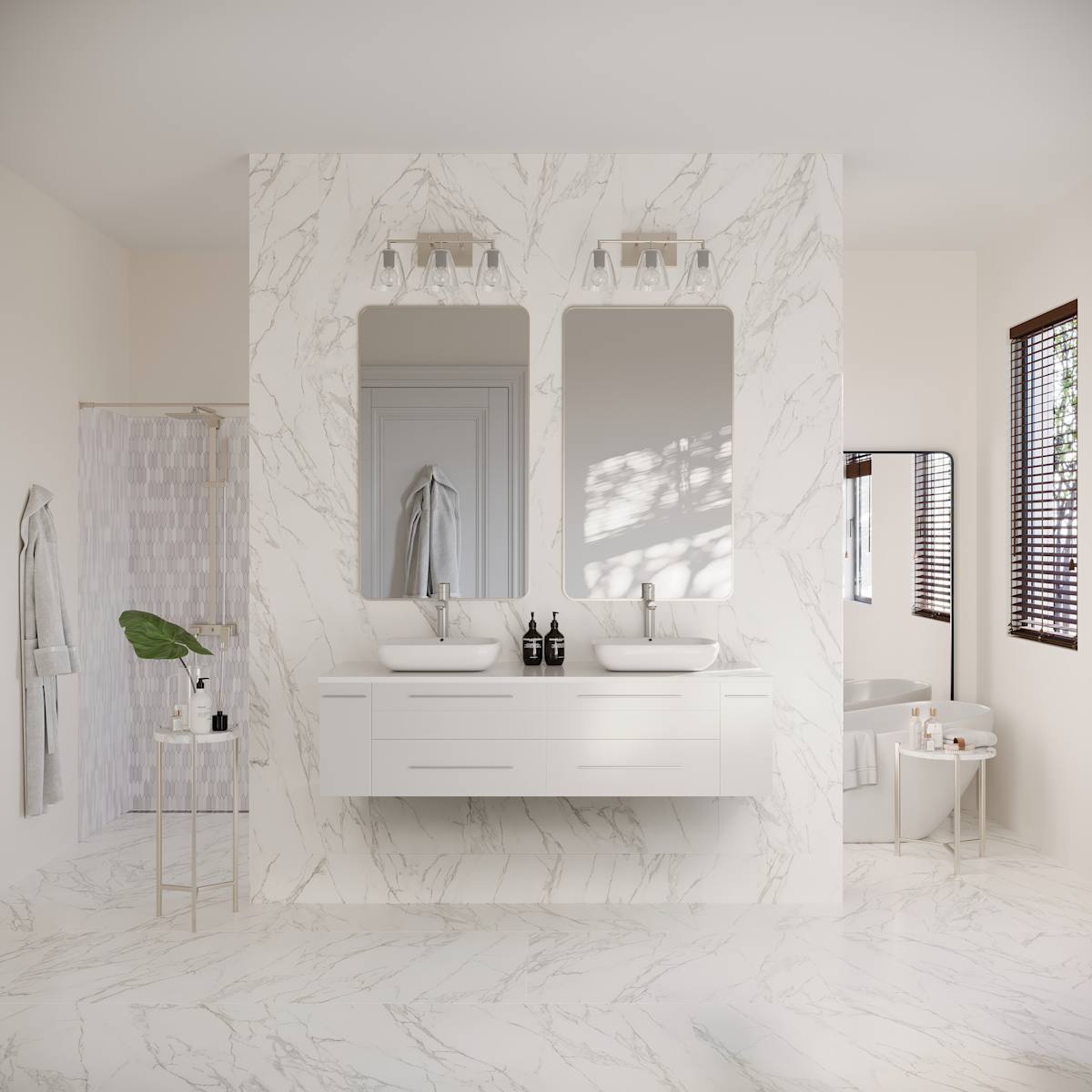 Lucera 60" Wall Mounted Double Basin Vanity Set with Cabinet and Quartz Vanity Top - image 23