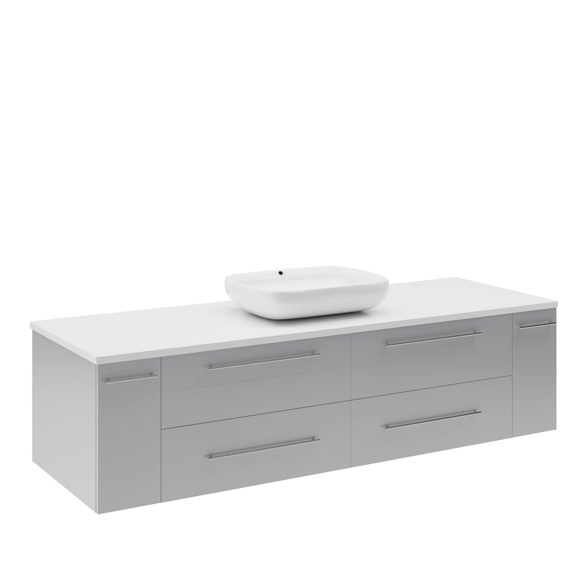 Lucera 60" Wall Mounted Single Basin Vanity Set with Wood Cabinet and Quartz Vanity Top