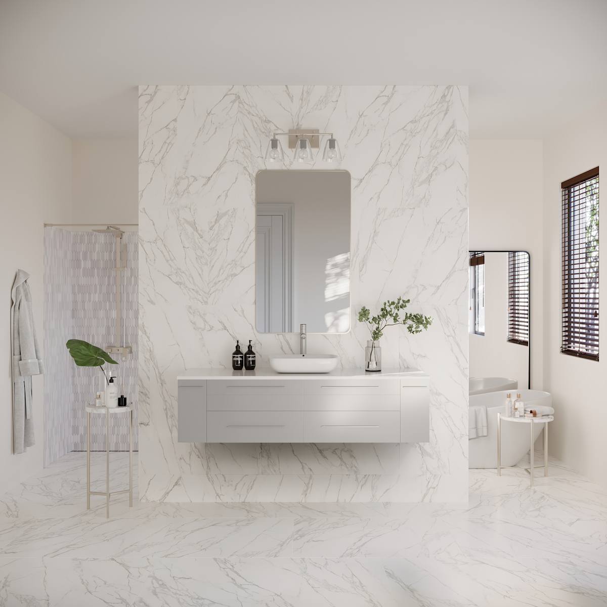 Lucera 60" Wall Mounted Single Basin Vanity Set with Wood Cabinet and Quartz Vanity Top - image 11
