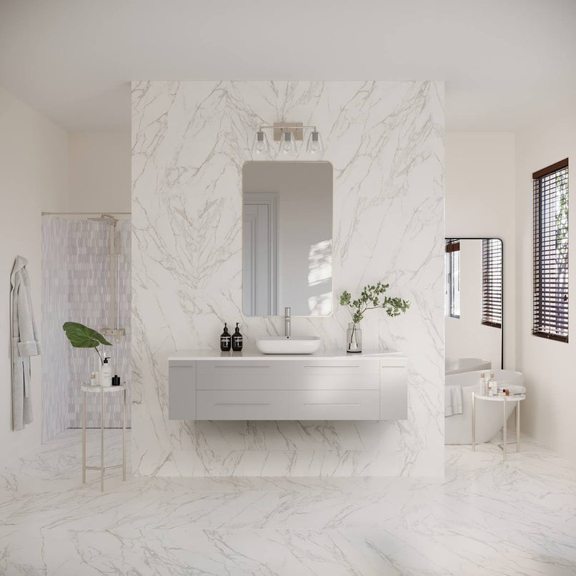 Lucera 60" Wall Mounted Single Basin Vanity Set with Wood Cabinet and Quartz Vanity Top - image 11