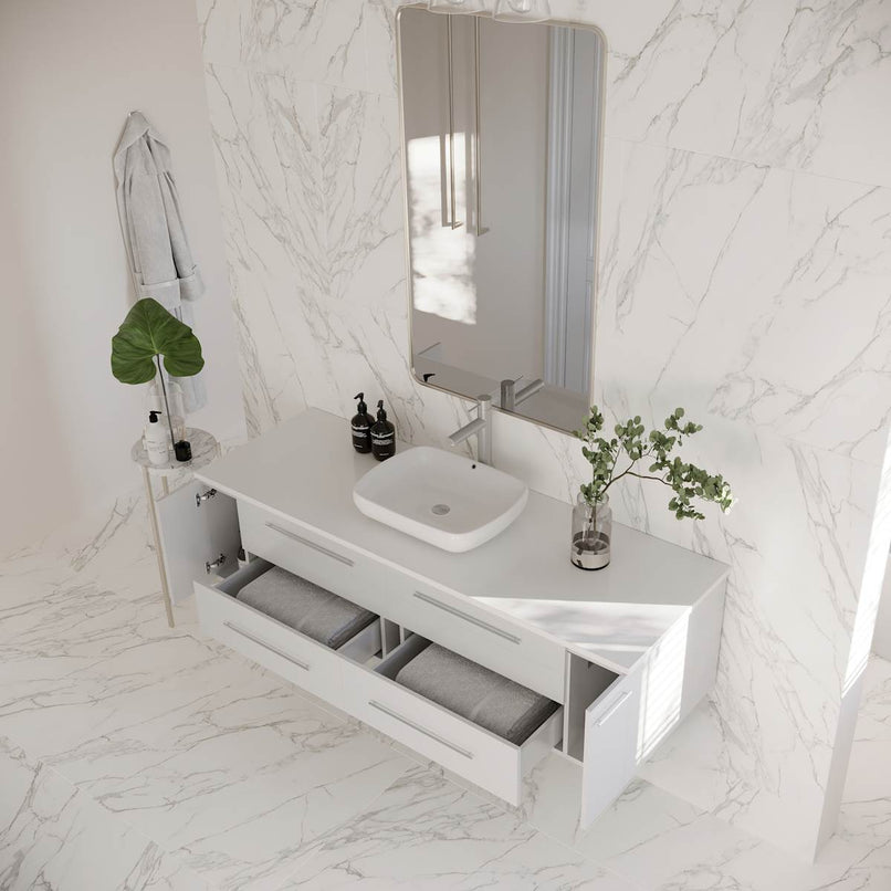 Lucera 60" Wall Mounted Single Basin Vanity Set with Wood Cabinet and Quartz Vanity Top - image 15