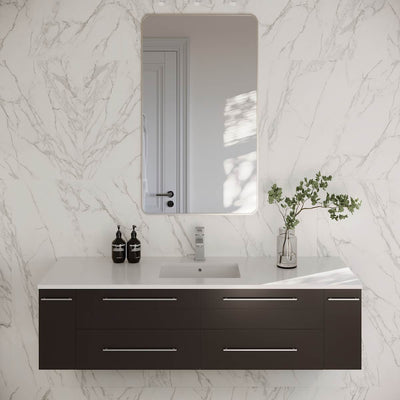 Lucera 60" Wall Mounted Single Basin Vanity Set with Cabinet and Quartz Vanity Top - image 1