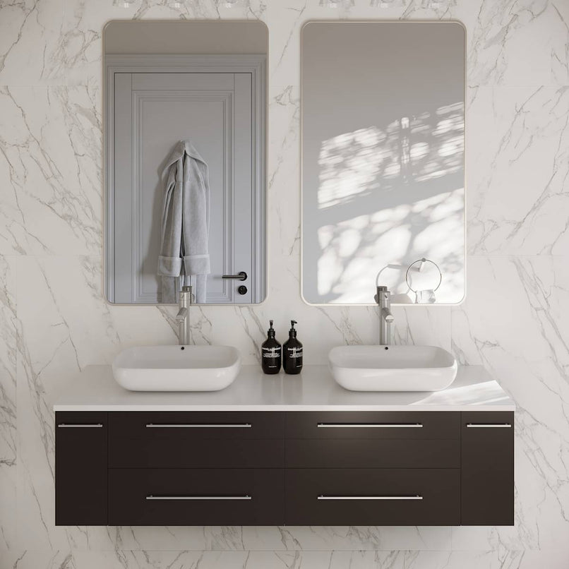 Lucera 60" Wall Mounted Double Basin Vanity Set with Cabinet and Quartz Vanity Top - image 1