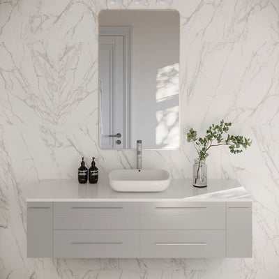 Lucera 60" Wall Mounted Single Basin Vanity Set with Wood Cabinet and Quartz Vanity Top - image 1