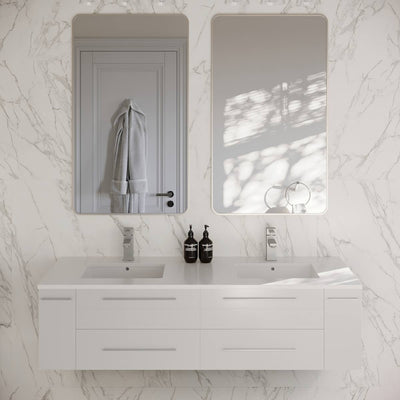 Lucera 60" Wall Mounted Double Basin Vanity Set with Cabinet and Quartz Vanity Top - image 1