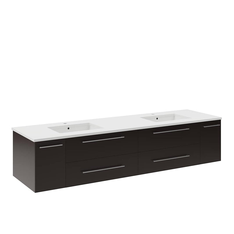 Lucera 72" Wall Mounted Double Basin Vanity Set with Cabinet and Quartz Vanity Top - image 2