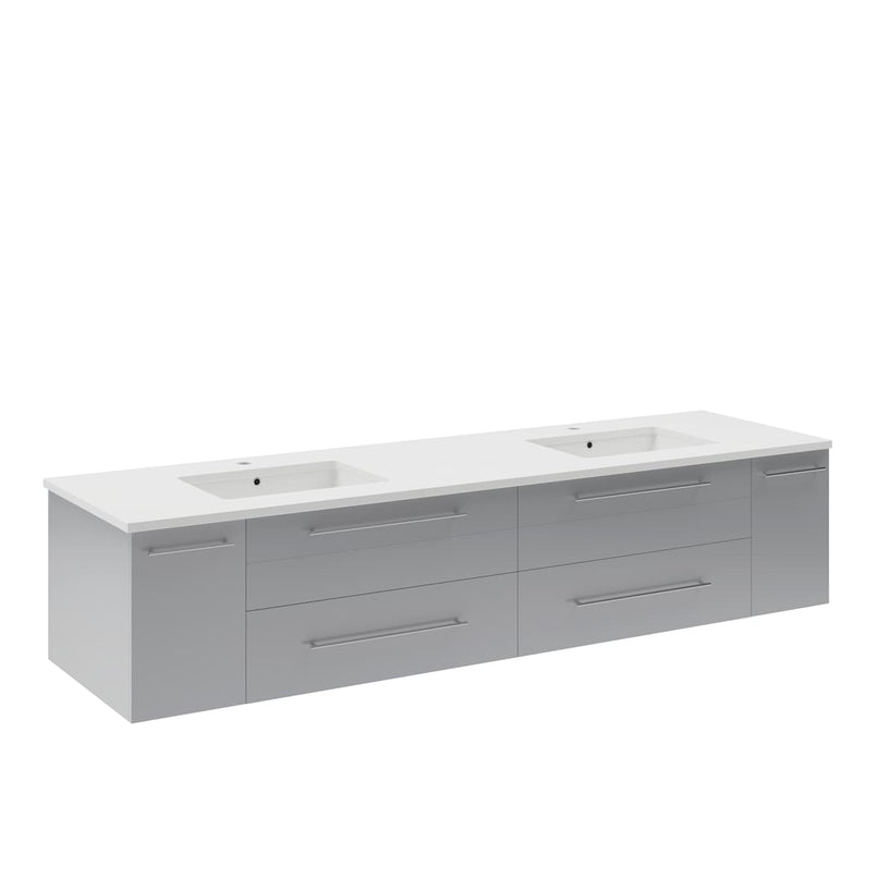 Lucera 72" Wall Mounted Double Basin Vanity Set with Cabinet and Quartz Vanity Top - image 8