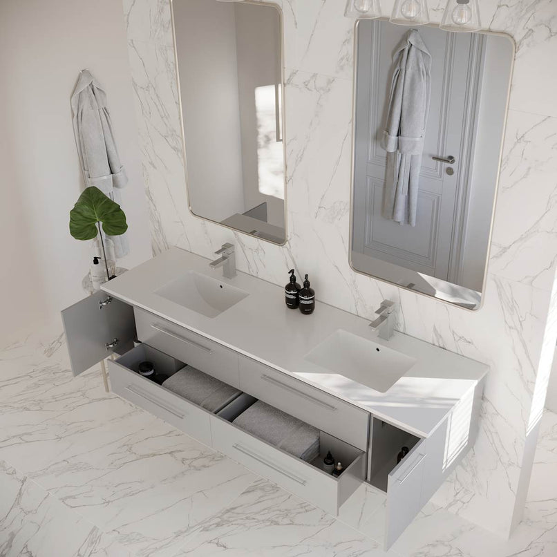 Lucera 72" Wall Mounted Double Basin Vanity Set with Cabinet and Quartz Vanity Top - image 9