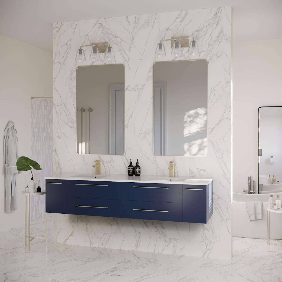Lucera 72" Wall Mounted Double Basin Vanity Set with Cabinet and Quartz Vanity Top - image 16