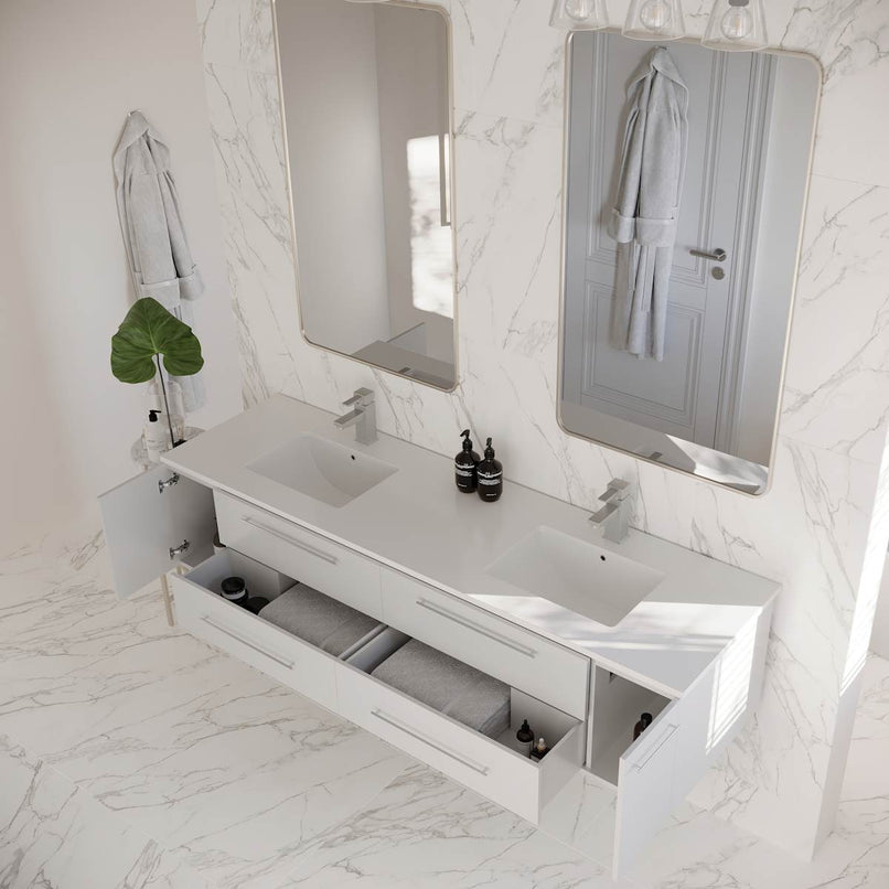 Lucera 72" Wall Mounted Double Basin Vanity Set with Cabinet and Quartz Vanity Top - image 20