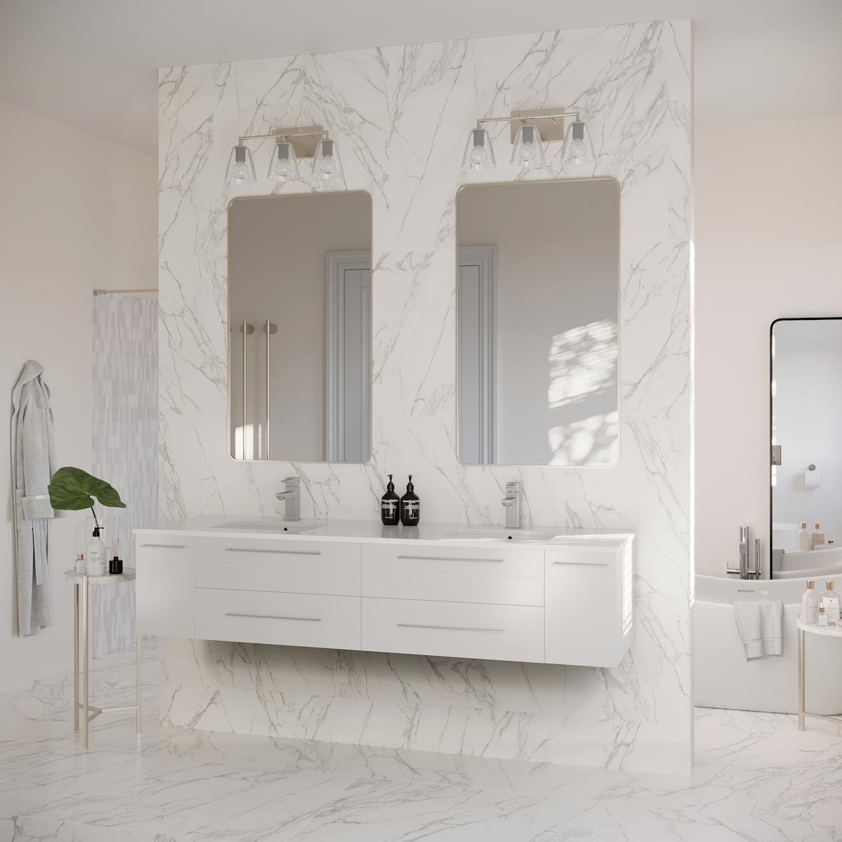 Lucera 72" Wall Mounted Double Basin Vanity Set with Cabinet and Quartz Vanity Top - image 21