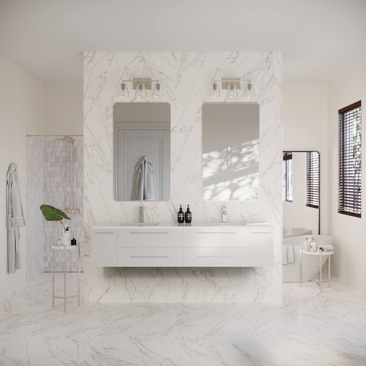 Lucera 72" Wall Mounted Double Basin Vanity Set with Cabinet and Quartz Vanity Top - image 22