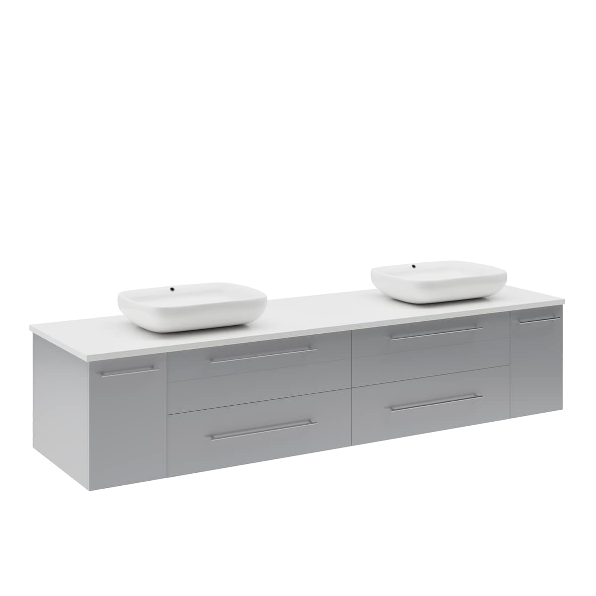 Lucera 72" Wall Mounted Double Basin Vanity Set with Cabinet and Quartz Vanity Top