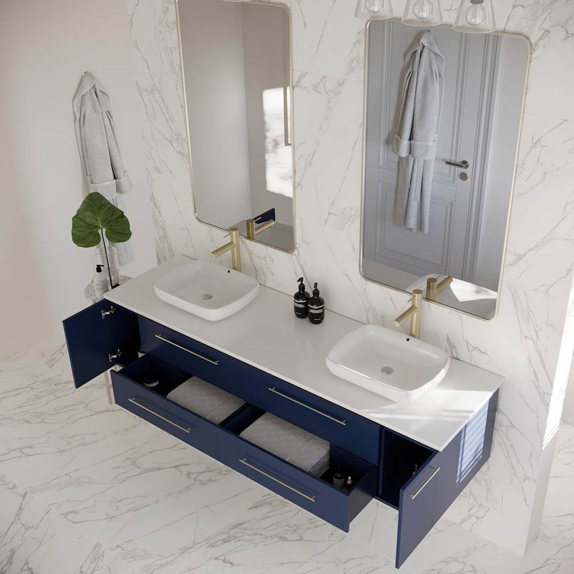 Lucera 72" Wall Mounted Double Basin Vanity Set with Cabinet and Quartz Vanity Top - image 15