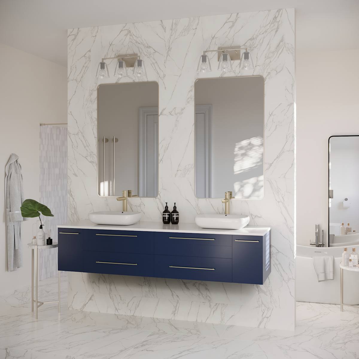 Lucera 72" Wall Mounted Double Basin Vanity Set with Cabinet and Quartz Vanity Top - image 16