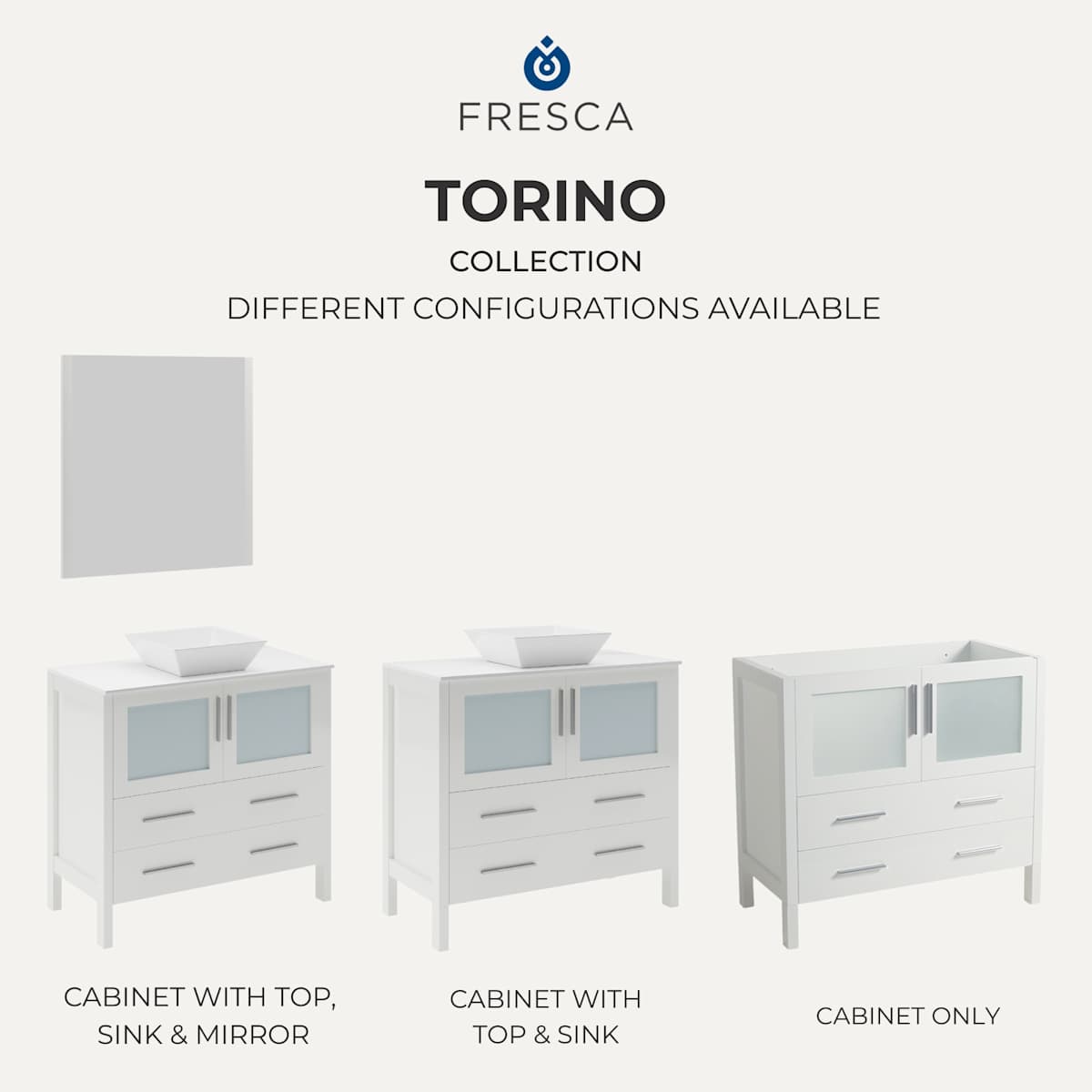 Torino 36" Single Free Standing Vanity Cabinet - Less Vanity Top