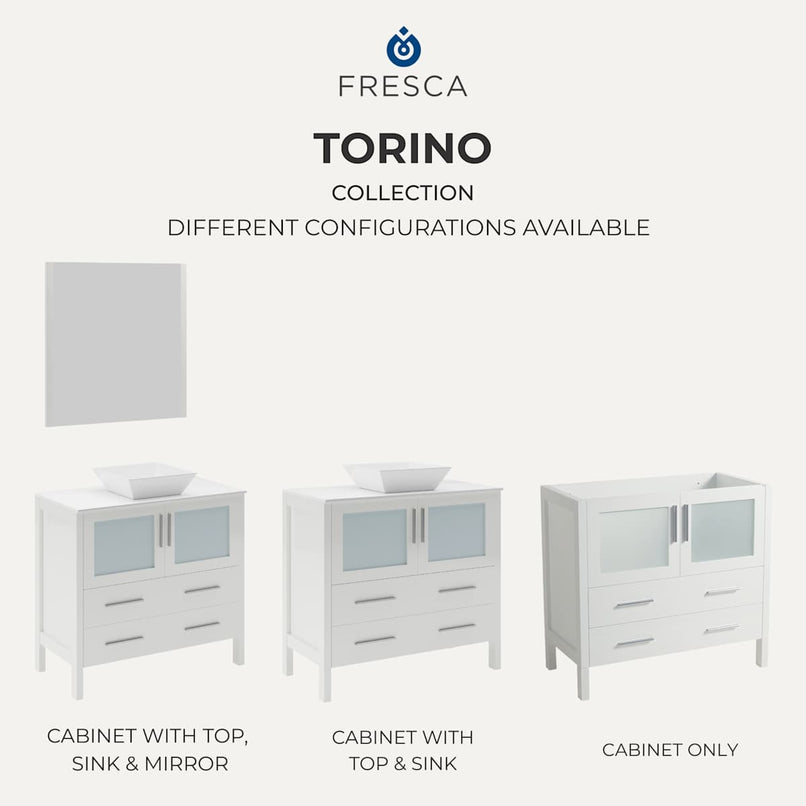 Torino 36" Single Free Standing Vanity Cabinet - Less Vanity Top - image 9