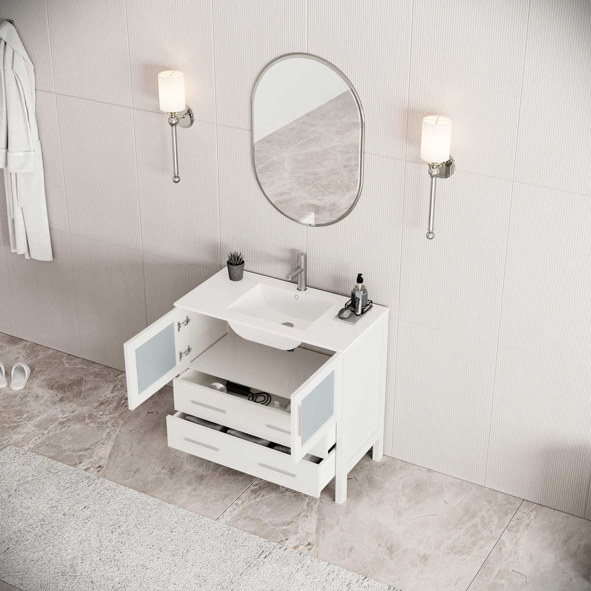 Torino 36" Free Standing Single Basin Vanity Set with Cabinet and Ceramic Vanity Top - image 5