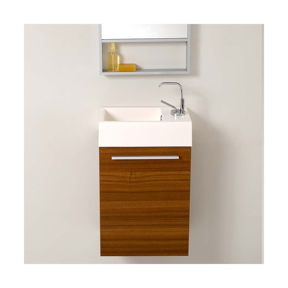 Pulito 16" Wall Mounted Single Basin Vanity Set with Cabinet and Acrylic Vanity Top
