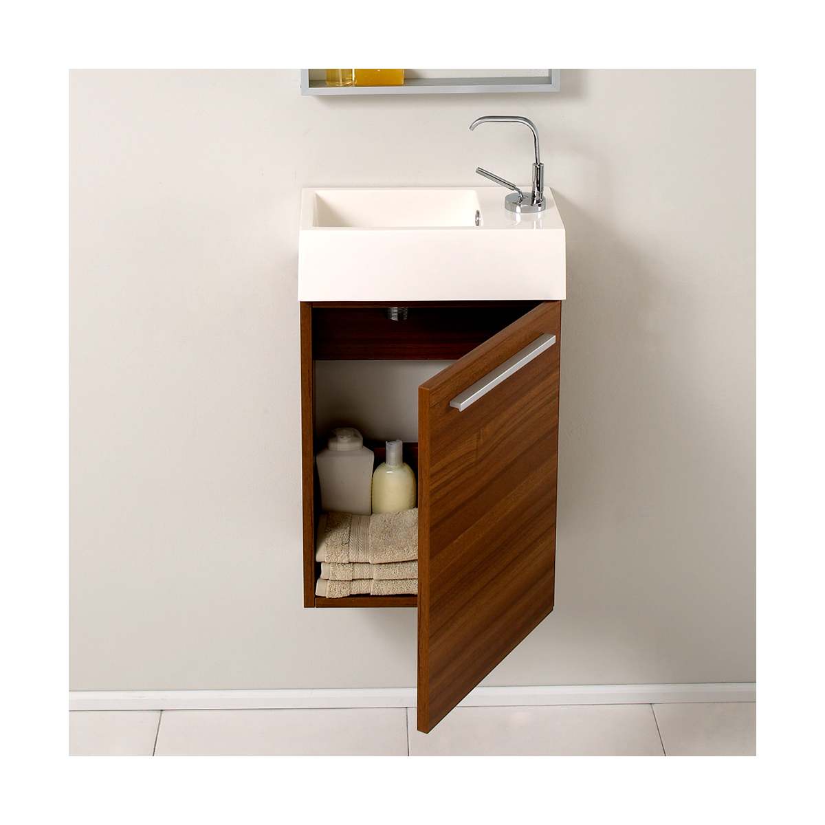Pulito 16" Wall Mounted Single Basin Vanity Set with Cabinet and Acrylic Vanity Top