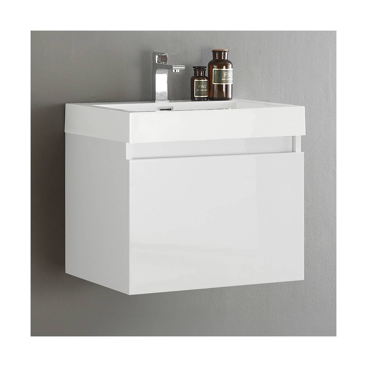Nano 24" Wall Mounted Single Basin Vanity Set with Cabinet and Acrylic Vanity Top