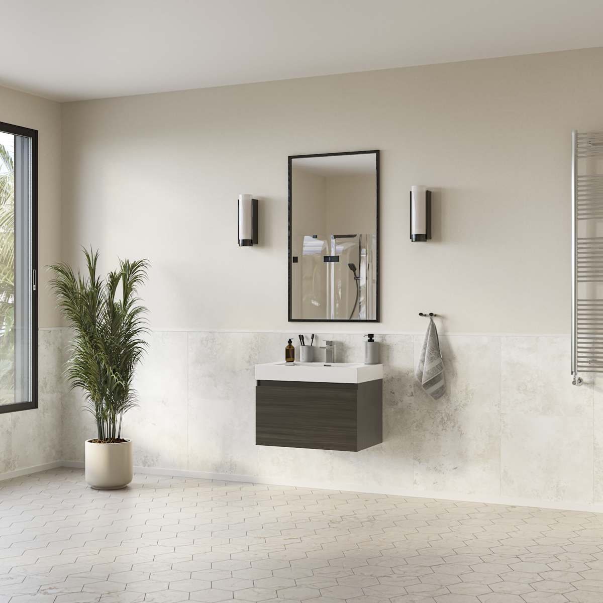 Mezzo 30" Wall Mounted Single Basin Vanity Set with Cabinet and Acrylic Vanity Top