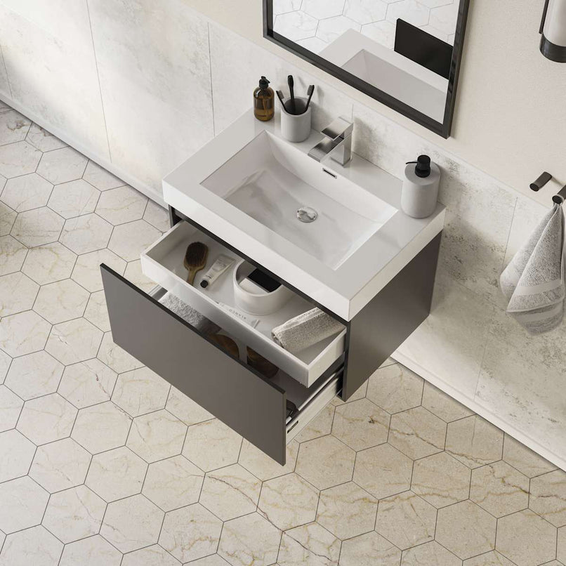 Mezzo 30" Wall Mounted Single Basin Vanity Set with Cabinet and Acrylic Vanity Top - image 3