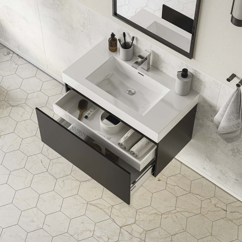 Mezzo 36" Wall Mounted Single Basin Vanity Set with Cabinet and Acrylic Vanity Top - image 3