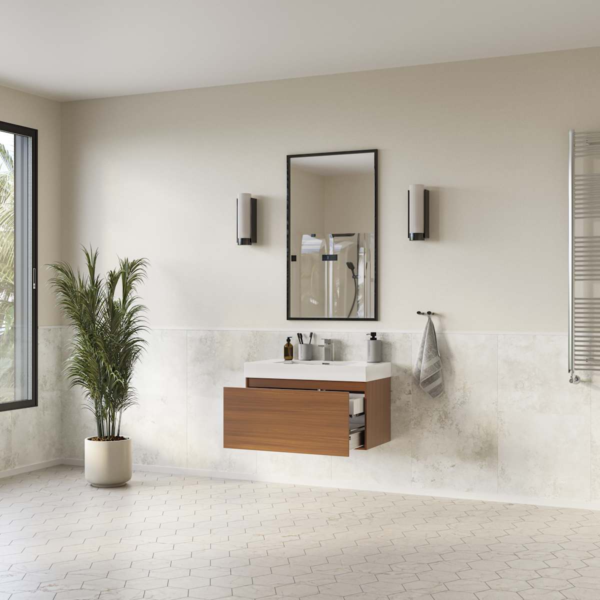 Mezzo 36" Wall Mounted Single Basin Vanity Set with Cabinet and Acrylic Vanity Top - image 13