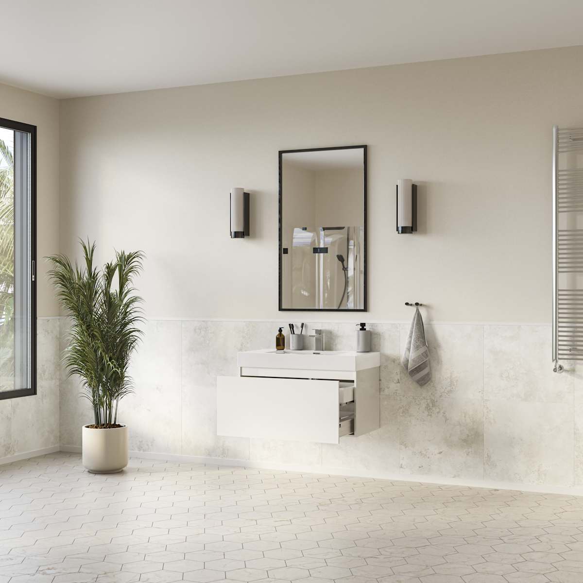 Mezzo 36" Wall Mounted Single Basin Vanity Set with Cabinet and Acrylic Vanity Top - image 17