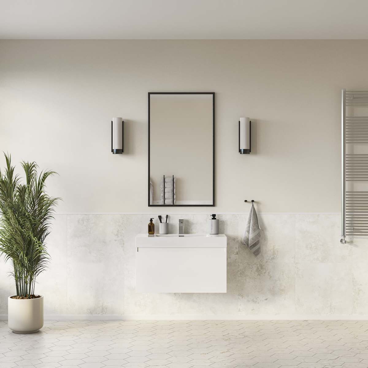 Mezzo 36" Wall Mounted Single Basin Vanity Set with Cabinet and Acrylic Vanity Top - image 1