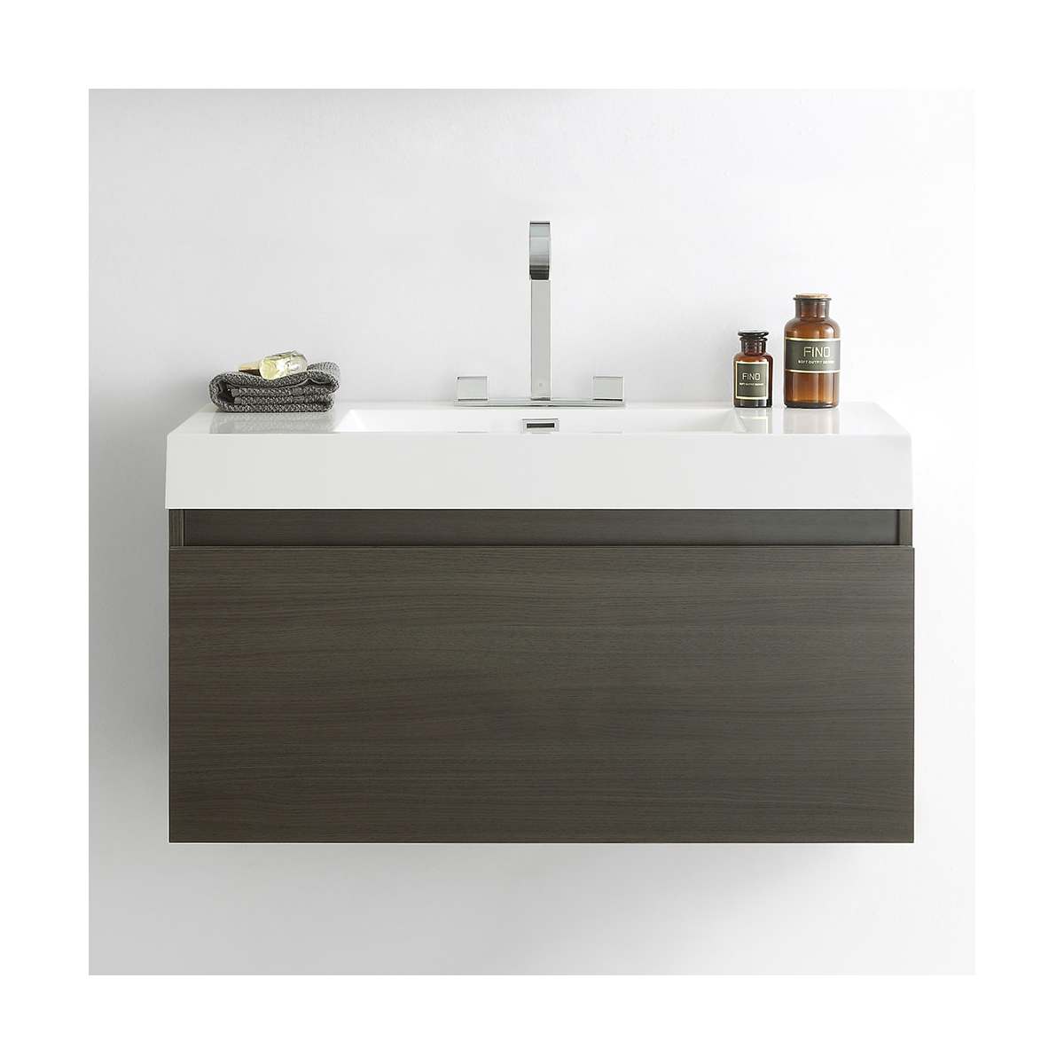 Mezzo 39-1/8" Wall Mounted Single Basin Vanity Set with Cabinet and Acrylic Vanity Top