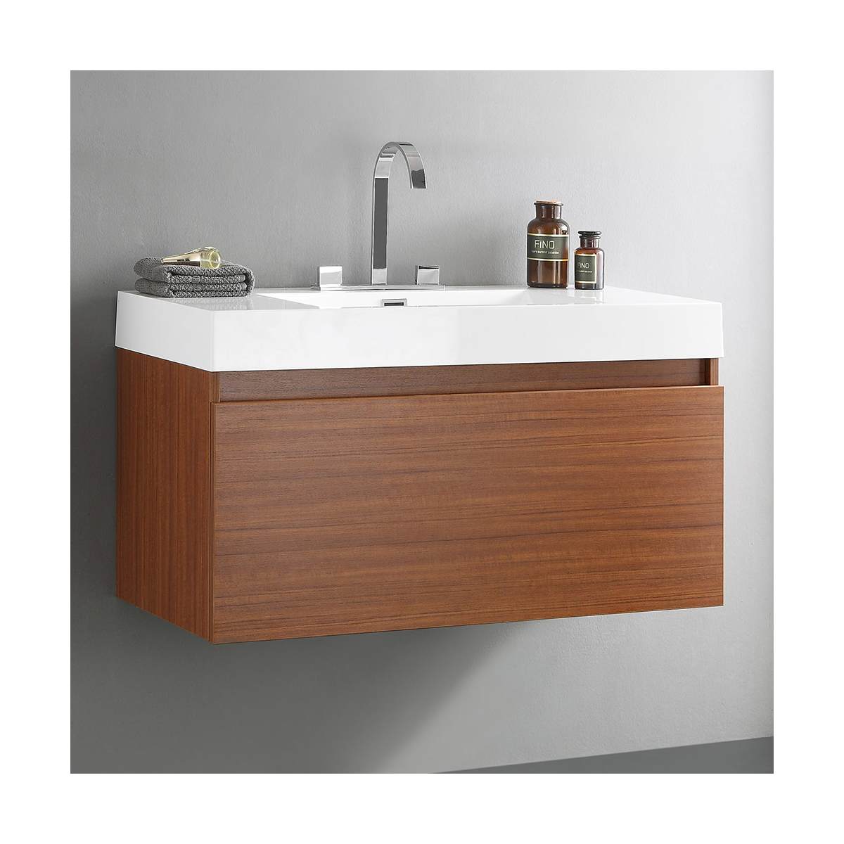 Mezzo 39-1/8" Wall Mounted Single Basin Vanity Set with Cabinet and Acrylic Vanity Top