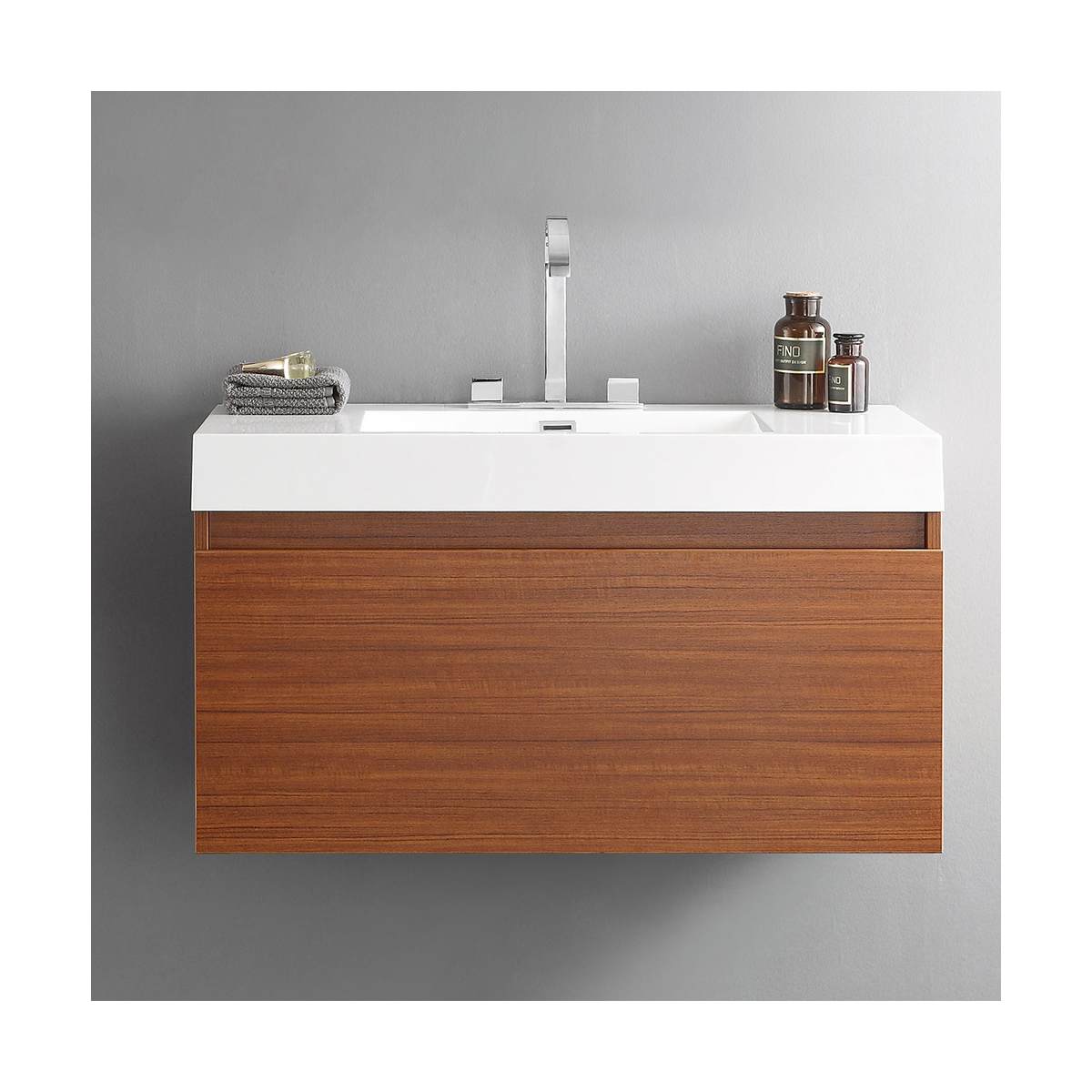 Mezzo 39-1/8" Wall Mounted Single Basin Vanity Set with Cabinet and Acrylic Vanity Top