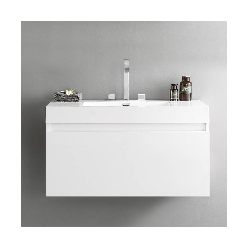Mezzo 39-1/8" Wall Mounted Single Basin Vanity Set with Cabinet and Acrylic Vanity Top - image 9