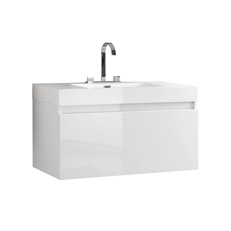 Mezzo 39-1/8" Wall Mounted Single Basin Vanity Set with Cabinet and Acrylic Vanity Top - image 1