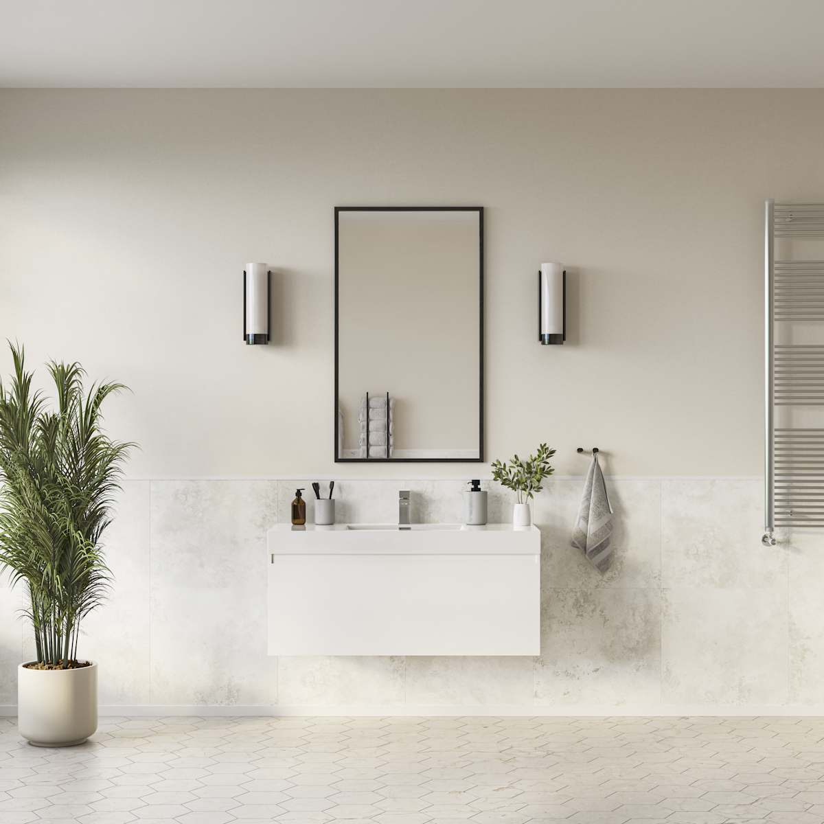 Mezzo 48" Wall Mounted Single Basin Vanity Set with Cabinet and Acrylic Vanity Top - image 1