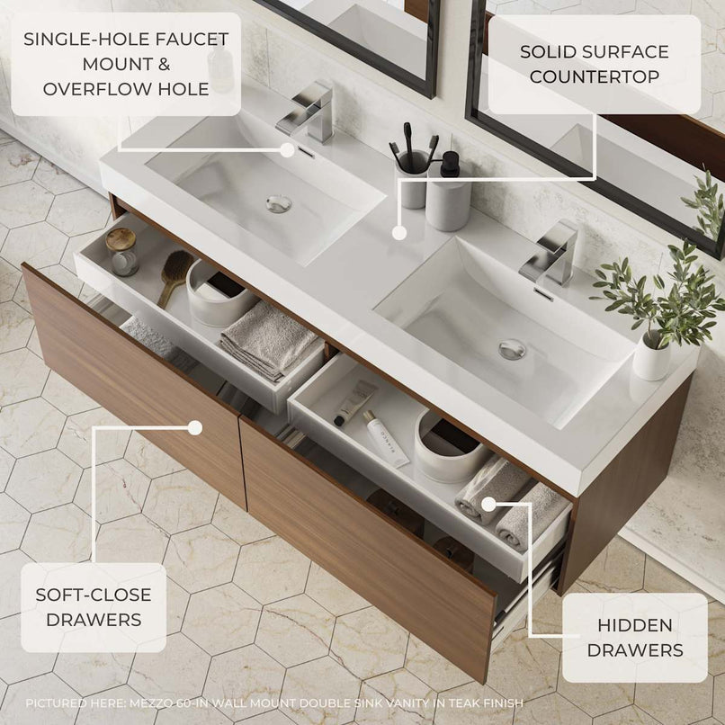 Mezzo 48" Wall Mounted Double Basin Vanity Set with Cabinet and Acrylic Vanity Top - image 9