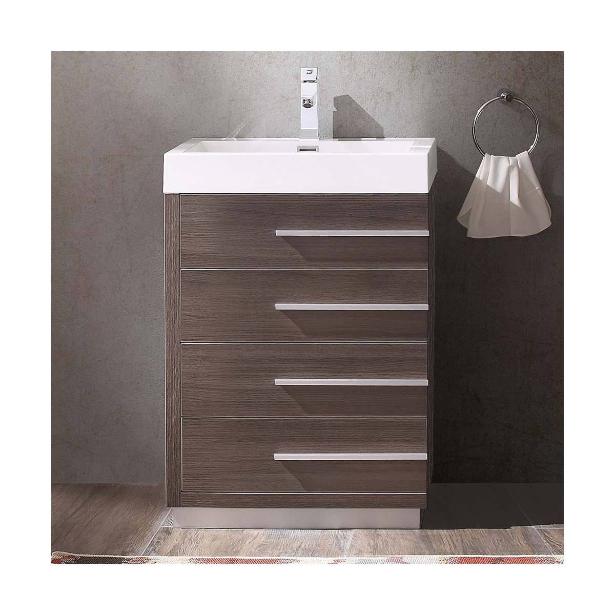 Livello 24" Free Standing Single Basin Vanity Set with Cabinet and Acrylic Vanity Top