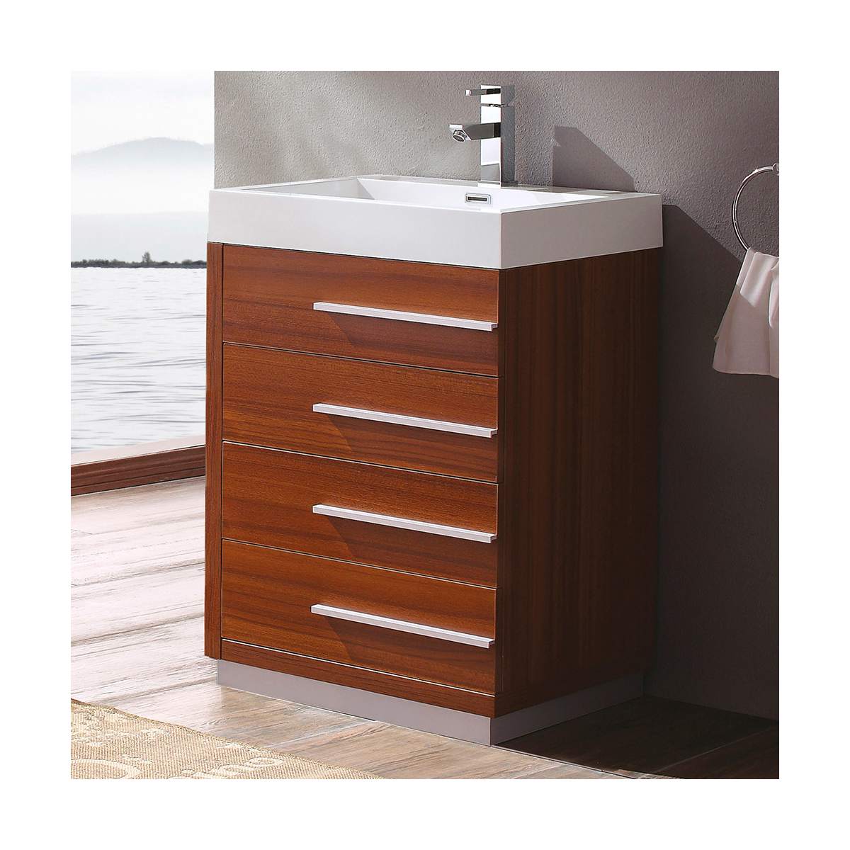 Livello 24" Free Standing Single Basin Vanity Set with Cabinet and Acrylic Vanity Top
