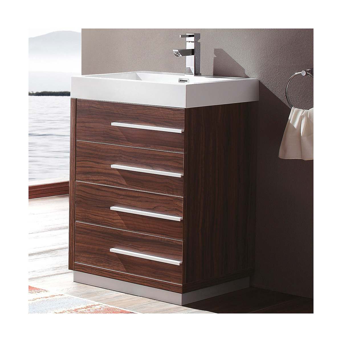 Livello 24" Free Standing Single Basin Vanity Set with Cabinet and Acrylic Vanity Top