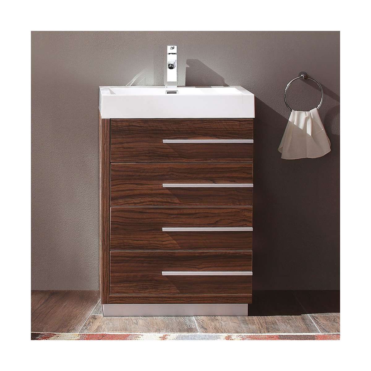 Livello 24" Free Standing Single Basin Vanity Set with Cabinet and Acrylic Vanity Top